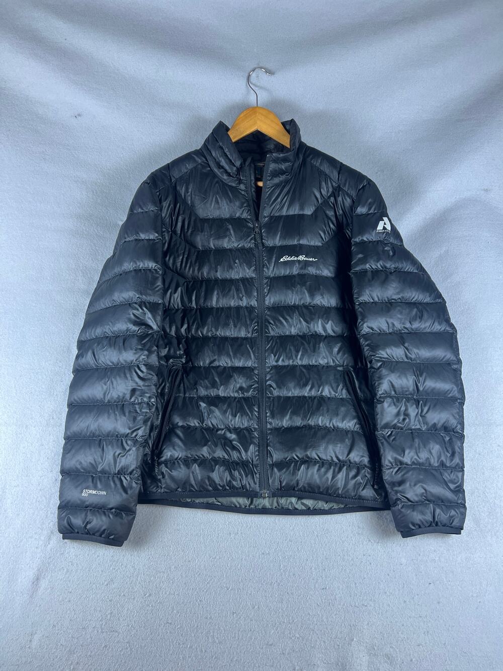 Eddie Bauer First Ascent Puffer Jacket Mens M Black StormDown 800 Insulated Warm